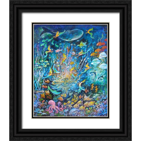Neptunes World Black Ornate Wood Framed Art Print with Double Matting by Bell, Bill