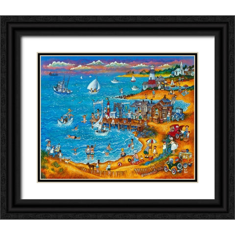 Fishing Pier  Black Ornate Wood Framed Art Print with Double Matting by Bell, Bill