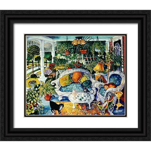 White Wicker Summer Black Ornate Wood Framed Art Print with Double Matting by Bell, Bill