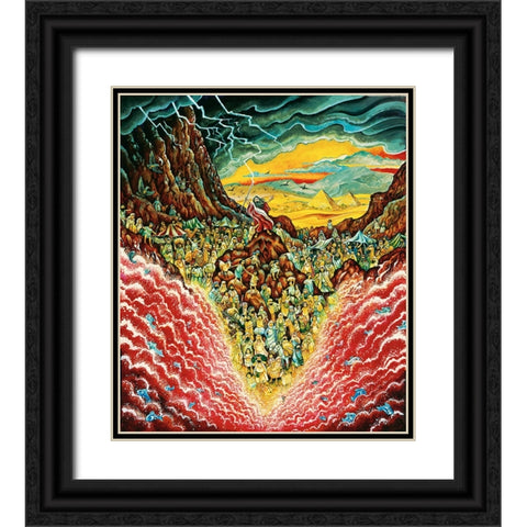 Parting The Red Sea Black Ornate Wood Framed Art Print with Double Matting by Bell, Bill