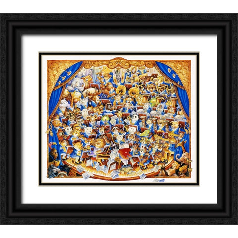Animal Orchestra Black Ornate Wood Framed Art Print with Double Matting by Bell, Bill