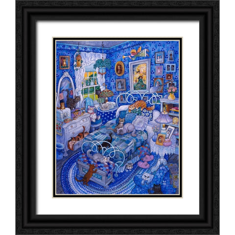 Patchwork Cats Black Ornate Wood Framed Art Print with Double Matting by Bell, Bill