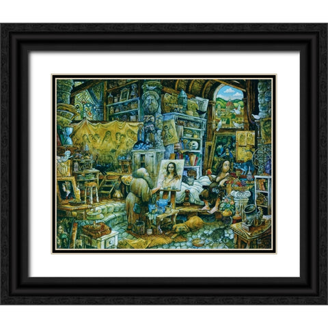 Mona 1 Apple Black Ornate Wood Framed Art Print with Double Matting by Bell, Bill