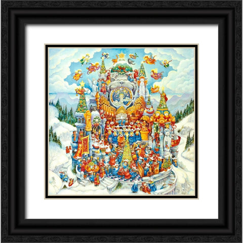 Holy Cats Do Christmas Black Ornate Wood Framed Art Print with Double Matting by Bell, Bill