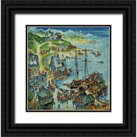 Quiet Harbor Black Ornate Wood Framed Art Print with Double Matting by Bell, Bill