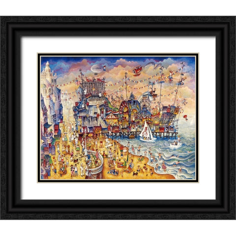 Steel Pier Black Ornate Wood Framed Art Print with Double Matting by Bell, Bill