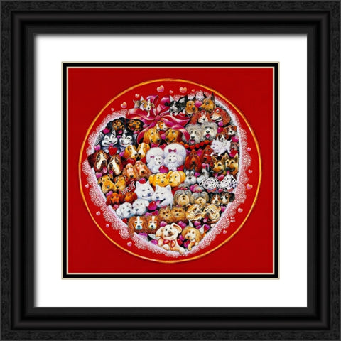 Valentine Dogs Black Ornate Wood Framed Art Print with Double Matting by Bell, Bill