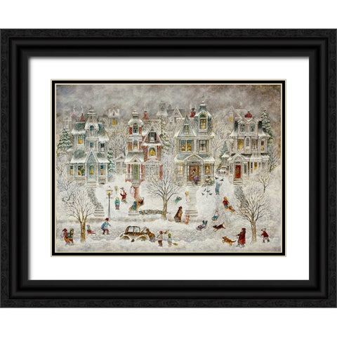 Flurries Black Ornate Wood Framed Art Print with Double Matting by Bell, Bill