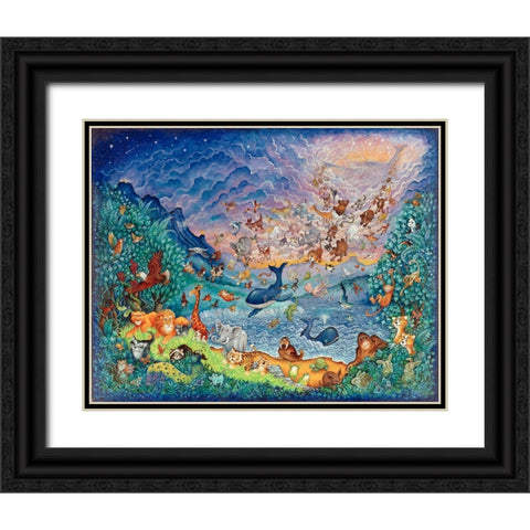 Blue Creation Black Ornate Wood Framed Art Print with Double Matting by Bell, Bill