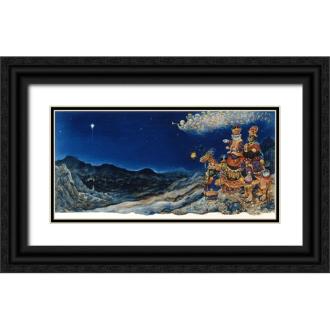 Three Wise Cats Black Ornate Wood Framed Art Print with Double Matting by Bell, Bill