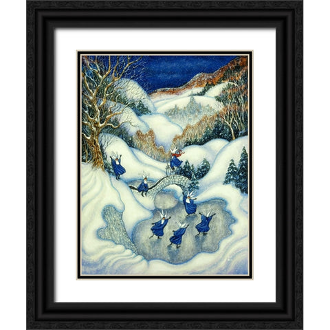 Skating Nuns Black Ornate Wood Framed Art Print with Double Matting by Bell, Bill