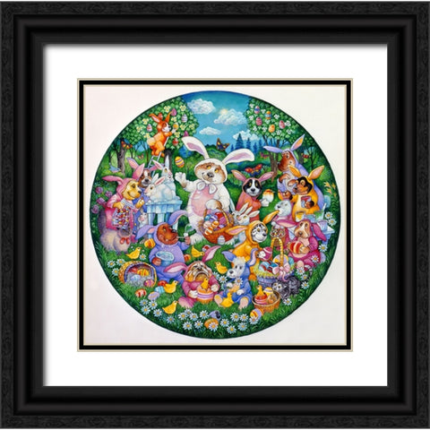 A Doggone Egg-Stravaganza (Pc) Black Ornate Wood Framed Art Print with Double Matting by Bell, Bill