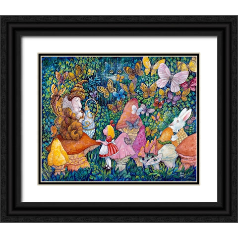 Alice And The Caterpiller Black Ornate Wood Framed Art Print with Double Matting by Bell, Bill
