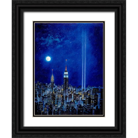 New York Lights 2002 Black Ornate Wood Framed Art Print with Double Matting by Bell, Bill
