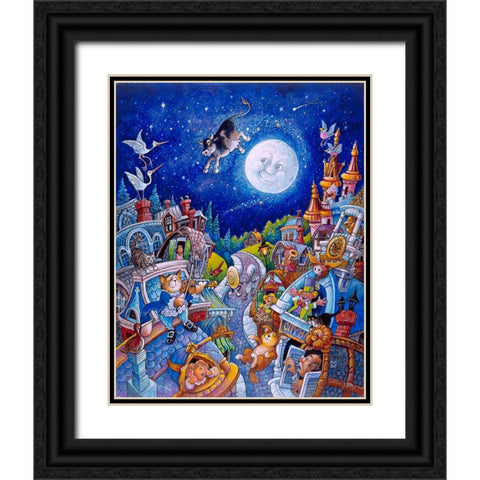 Hey Diddle Diddle Black Ornate Wood Framed Art Print with Double Matting by Bell, Bill