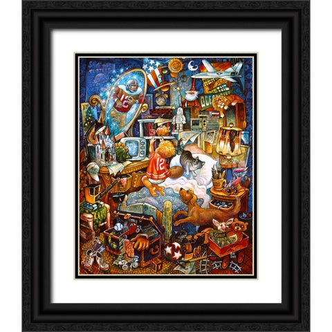 Superboy Black Ornate Wood Framed Art Print with Double Matting by Bell, Bill