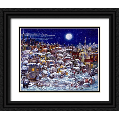 Junkyard Cats Black Ornate Wood Framed Art Print with Double Matting by Bell, Bill