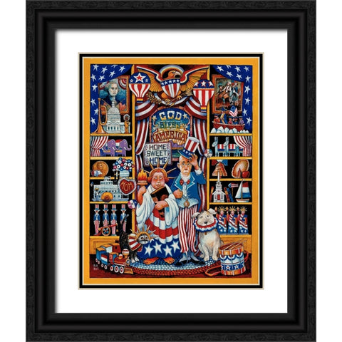 God Bless America Black Ornate Wood Framed Art Print with Double Matting by Bell, Bill
