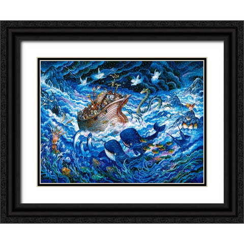 Noahs Voyage Black Ornate Wood Framed Art Print with Double Matting by Bell, Bill