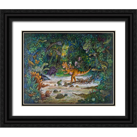 Jurassic Jungle Black Ornate Wood Framed Art Print with Double Matting by Bell, Bill