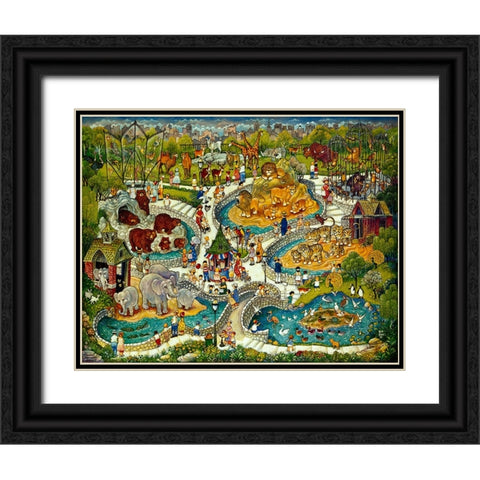 At The Zoo Black Ornate Wood Framed Art Print with Double Matting by Bell, Bill