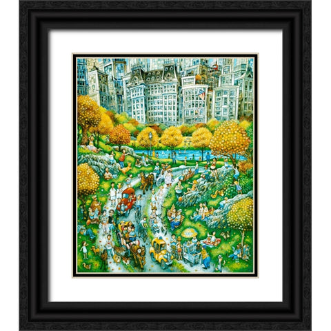 Central Park Sunday Black Ornate Wood Framed Art Print with Double Matting by Bell, Bill