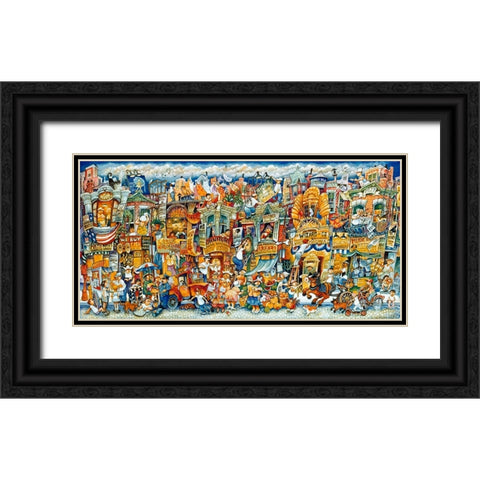 Street Scene  Black Ornate Wood Framed Art Print with Double Matting by Bell, Bill