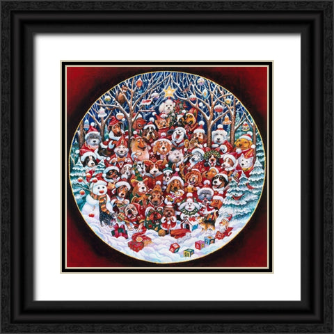 Santa Paws (Pc) Black Ornate Wood Framed Art Print with Double Matting by Bell, Bill