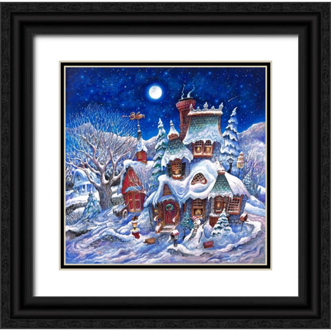 December Snow Black Ornate Wood Framed Art Print with Double Matting by Bell, Bill