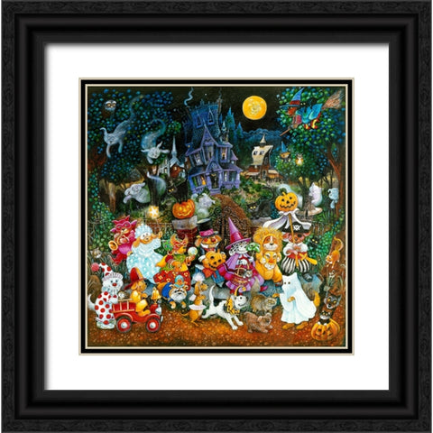 Howl-O-Ween Dogs 2 Black Ornate Wood Framed Art Print with Double Matting by Bell, Bill