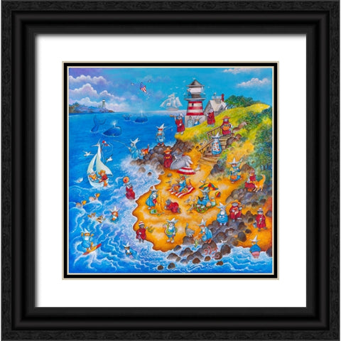 Holy Cats By The Sea Black Ornate Wood Framed Art Print with Double Matting by Bell, Bill