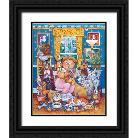 The Lady Who Loves Dogs Black Ornate Wood Framed Art Print with Double Matting by Bell, Bill