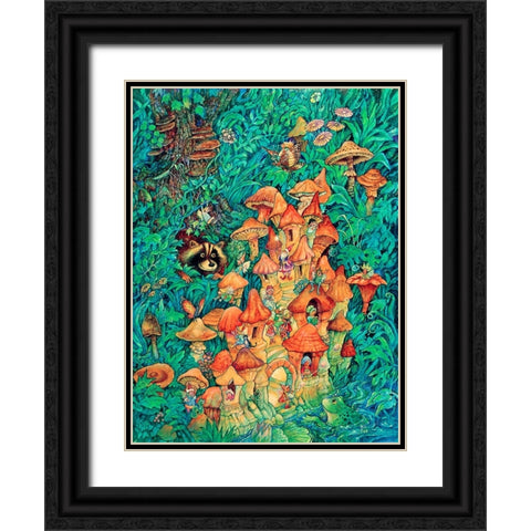 More Mushroom Fairies Black Ornate Wood Framed Art Print with Double Matting by Bell, Bill
