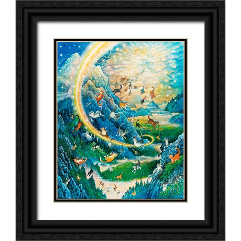 Rainbow Cat Creation Black Ornate Wood Framed Art Print with Double Matting by Bell, Bill
