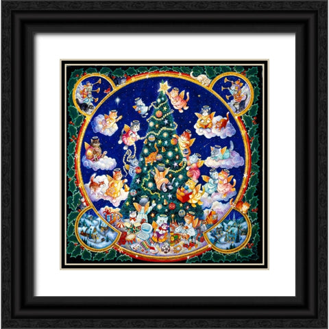 Angel Cats Black Ornate Wood Framed Art Print with Double Matting by Bell, Bill