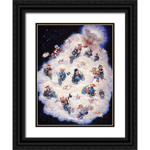 Hog Heaven Black Ornate Wood Framed Art Print with Double Matting by Bell, Bill