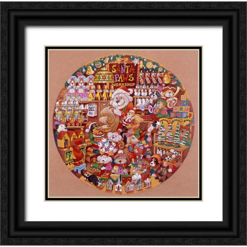 Santa Paws Workshop 2 (Pc) Black Ornate Wood Framed Art Print with Double Matting by Bell, Bill
