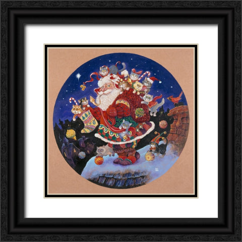 Here Comes Santa Claus (Pc) Black Ornate Wood Framed Art Print with Double Matting by Bell, Bill