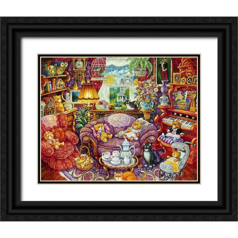 Teatime For Teddy Black Ornate Wood Framed Art Print with Double Matting by Bell, Bill