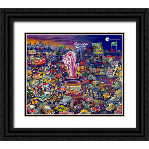 Cool Cats Black Ornate Wood Framed Art Print with Double Matting by Bell, Bill