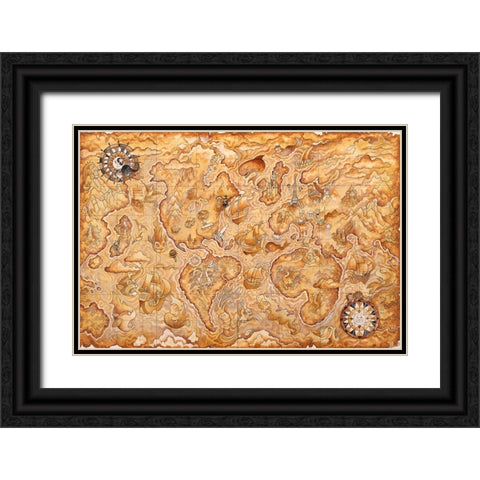 Cat History Black Ornate Wood Framed Art Print with Double Matting by Bell, Bill