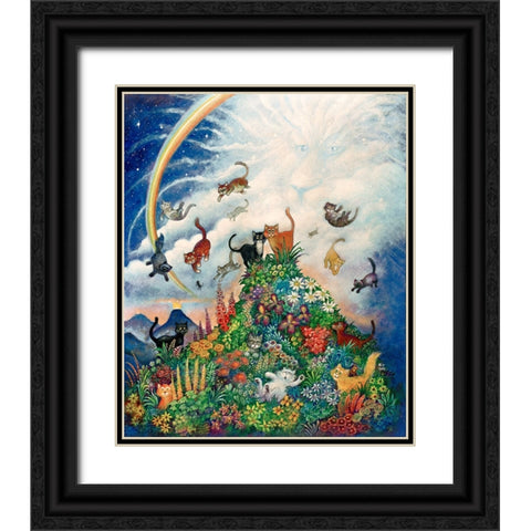 Heavenly Cats Black Ornate Wood Framed Art Print with Double Matting by Bell, Bill
