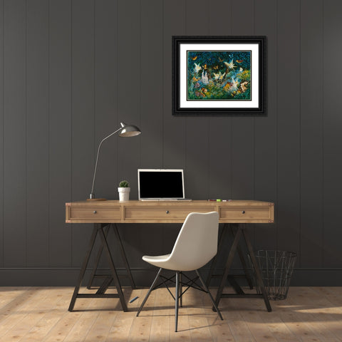 Forest Fairies Black Ornate Wood Framed Art Print with Double Matting by Bell, Bill