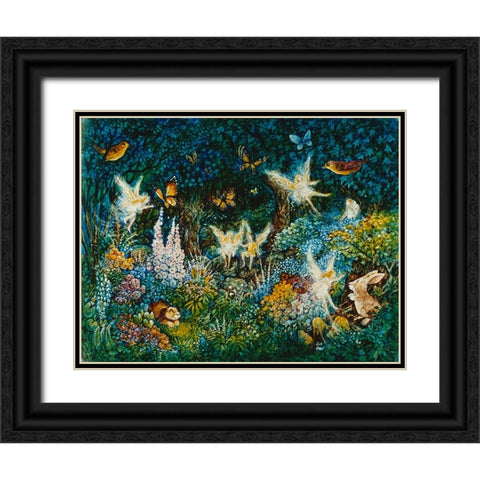 Forest Fairies Black Ornate Wood Framed Art Print with Double Matting by Bell, Bill