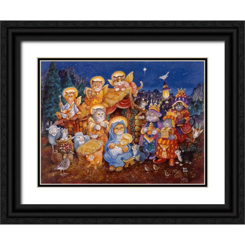 O Starry Night Black Ornate Wood Framed Art Print with Double Matting by Bell, Bill