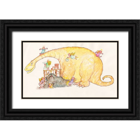 Dinosaur Black Ornate Wood Framed Art Print with Double Matting by Bell, Bill