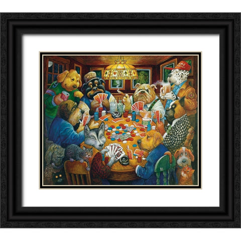 The Poker Club Black Ornate Wood Framed Art Print with Double Matting by Bell, Bill