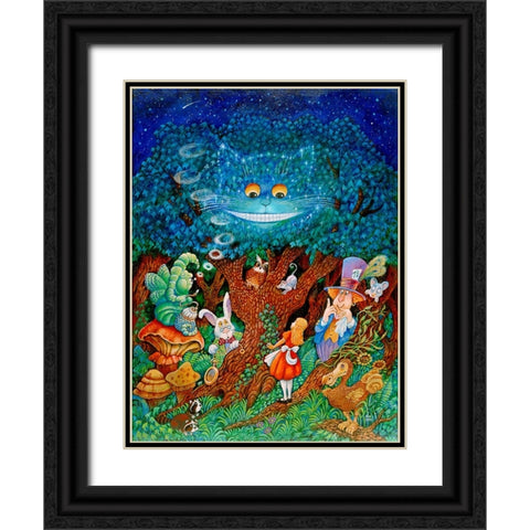 Alice And The Cheshire Cat Black Ornate Wood Framed Art Print with Double Matting by Bell, Bill