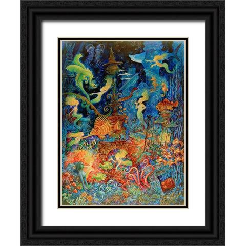 Mermaids Of Atlantis Black Ornate Wood Framed Art Print with Double Matting by Bell, Bill