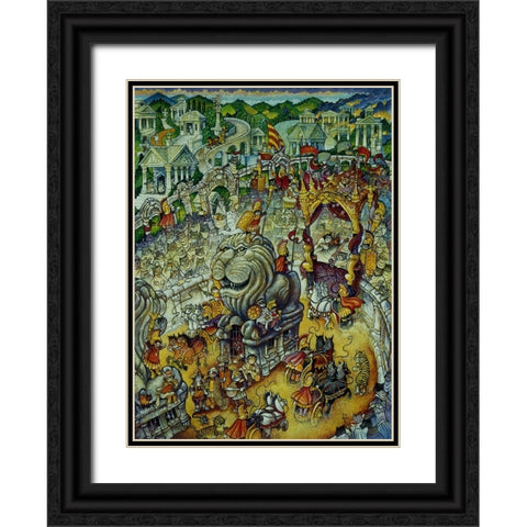 Roman Cats Black Ornate Wood Framed Art Print with Double Matting by Bell, Bill